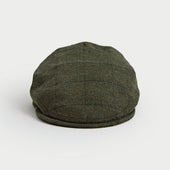 Moss Green Square Check Loden Wool Flat Cap