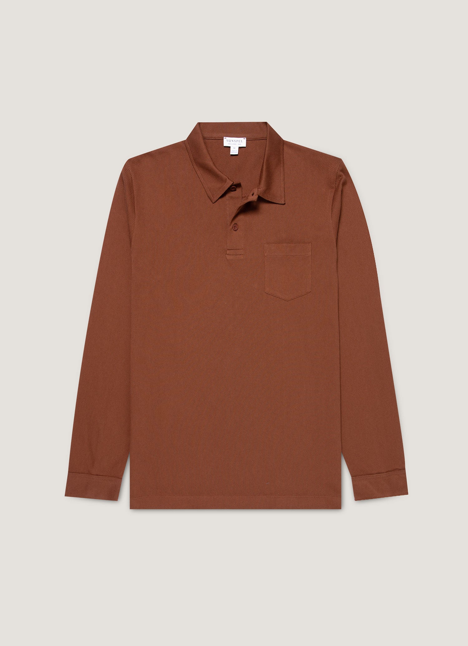 Men S Long Sleeve Riviera Polo Shirt In Conker