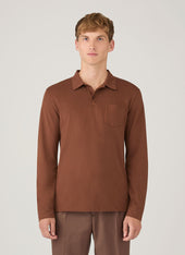 Men's Long Sleeve Riviera Polo Shirt in Conker Brown