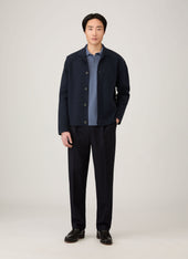 Men's Long Sleeve Riviera Polo Shirt in Selvedge Blue