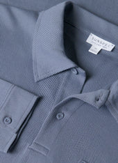 Men's Long Sleeve Riviera Polo Shirt in Selvedge Blue