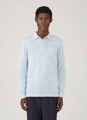 Men's Long Sleeve Riviera Polo Shirt in Frost Blue