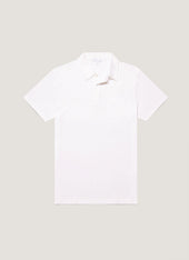 Men's Sea Island Cotton Jersey Polo Shirt in White