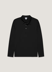 Men's Long Sleeve Classic Jersey Polo Shirt in Black