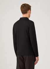 Men's Long Sleeve Classic Jersey Polo Shirt in Black
