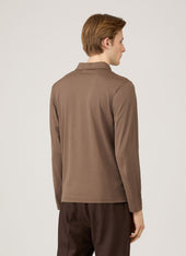 Men's Long Sleeve Classic Jersey Polo Shirt in Bark