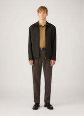 Men's Long Sleeve Classic Jersey Polo Shirt in Walnut