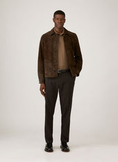 Men's Long Sleeve Classic Jersey Polo Shirt in Dark Cedar