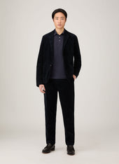 Men's Long Sleeve Classic Jersey Polo Shirt in Navy