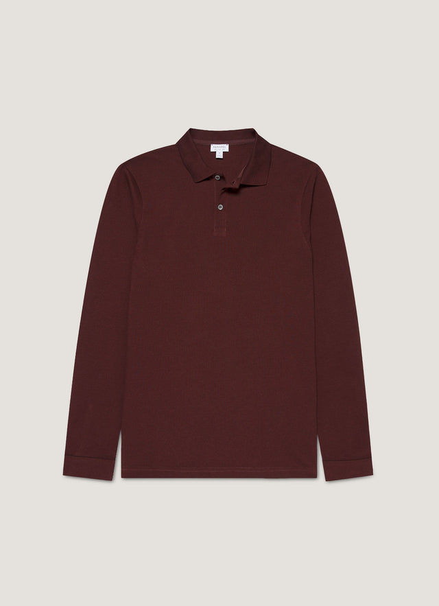 Men's Long Sleeve Piqué Polo Shirt in Bakelite