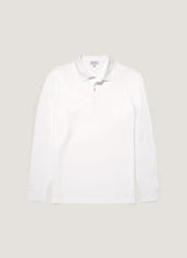 Men's Long Sleeve Piqué Polo Shirt in White