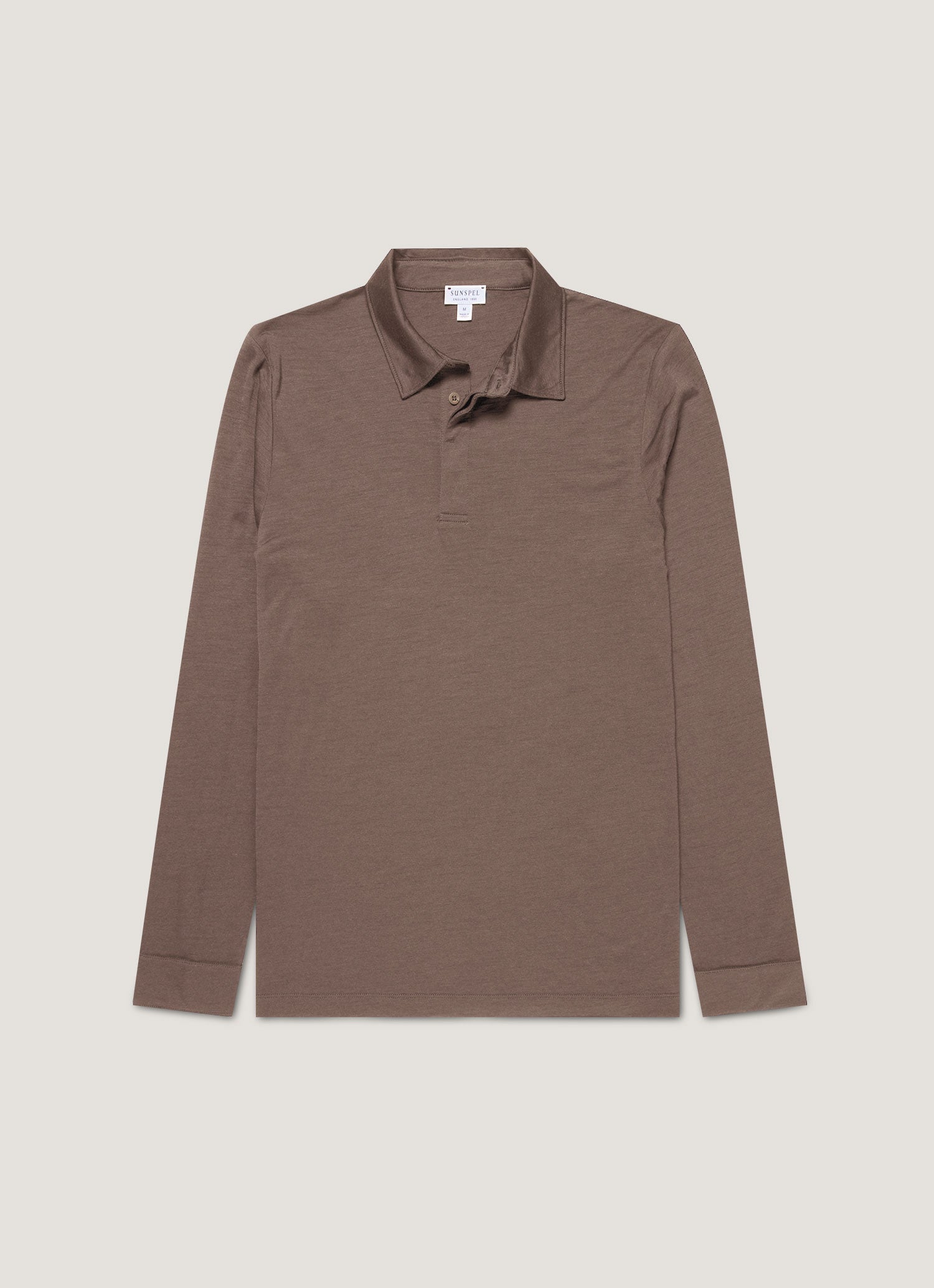 Men S Long Sleeve Ultra Fine Merino Polo Shirt In Sandstone
