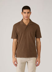 Men S Linen Piqu Polo Shirt In Dark