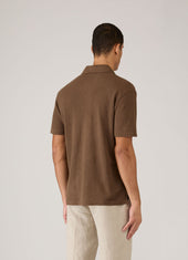 Men S Linen Piqu Polo Shirt In Dark