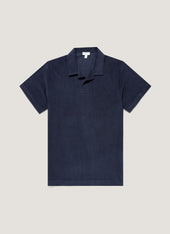 Men's Towelling Polo Shirt in Navy