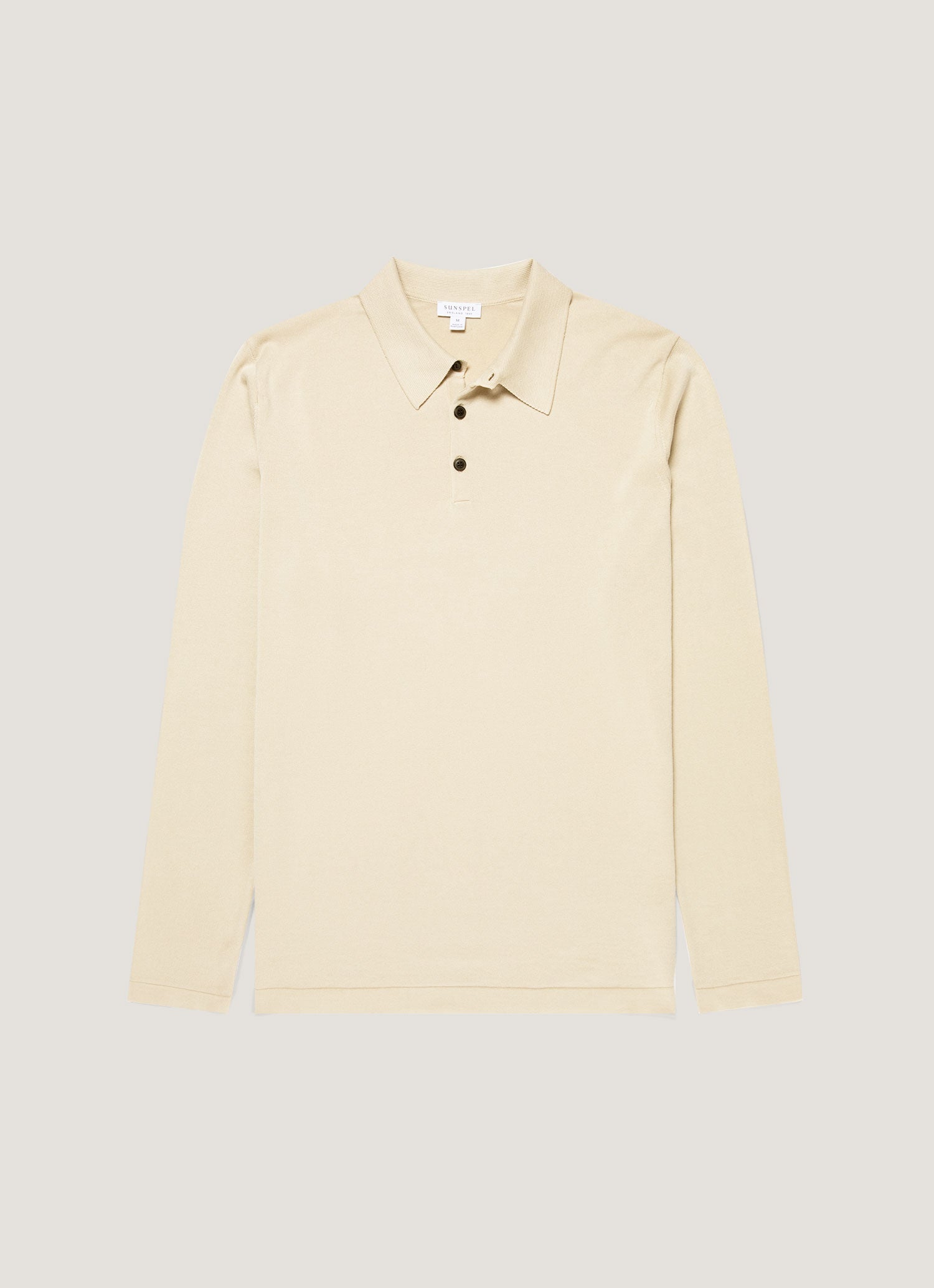 Men S Long Sleeve Sea Island Cotton Knit Polo Shirt In Hazelwood