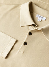 Men's Long Sleeve Sea Island Cotton Knit Polo Shirt in Hazelwood