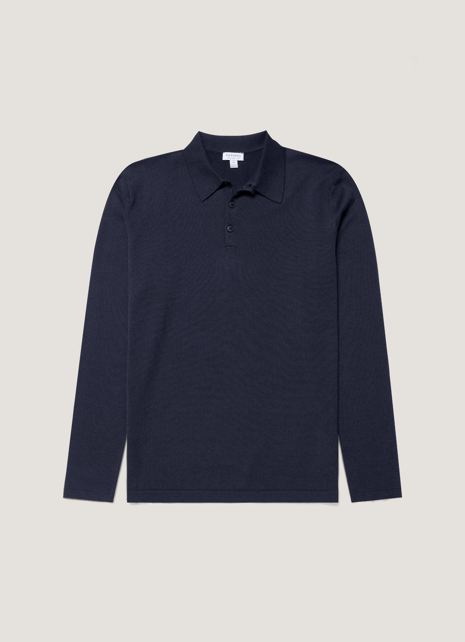 Men S Long Sleeve Sea Island Cotton Knit Polo Shirt In Light