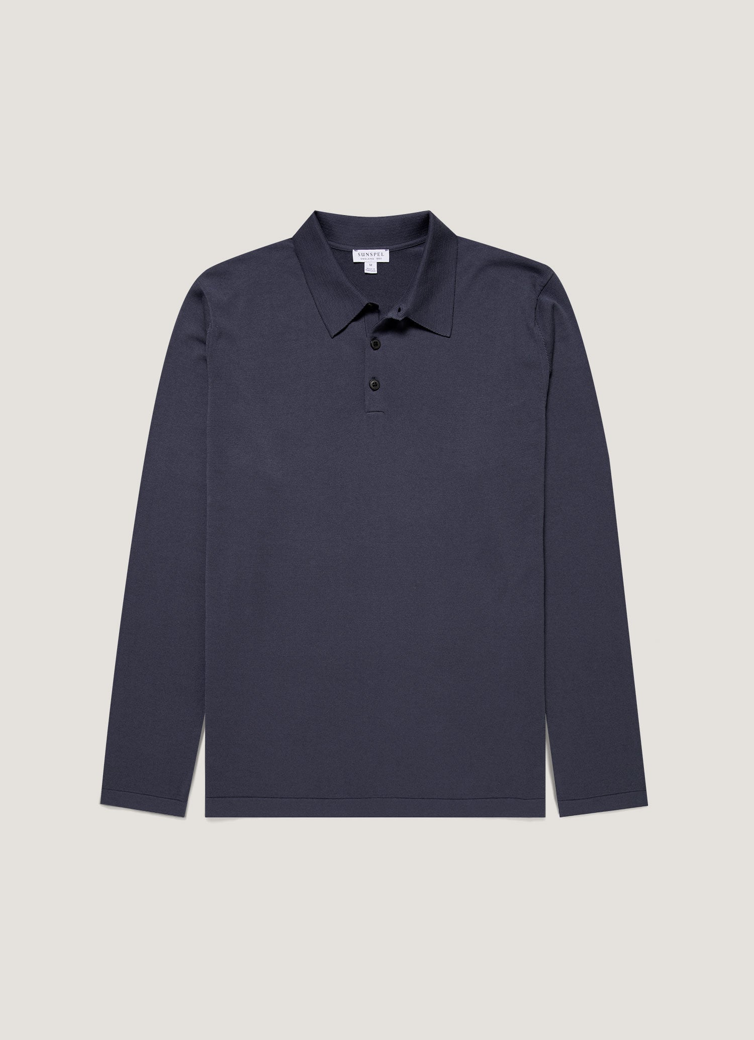 Men S Long Sleeve Sea Island Cotton Knit Polo Shirt In Blue