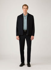 Men's Sea Island Cotton Knit Polo Shirt in Stone Blue
