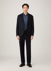 Men's Extra-Fine Merino Knitted Polo Shirt in Slate Blue