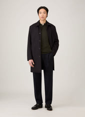 Men's Extra-Fine Merino Knitted Polo Shirt in Dark Green