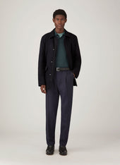 Men's Extra-Fine Merino Knitted Polo Shirt in Dark Petrol