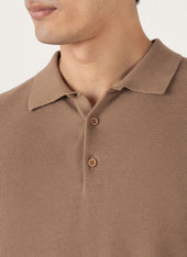 Men's Cotton Knit Polo Shirt in Dune