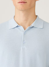 Men's Cotton Knit Polo Shirt in Pastel Blue