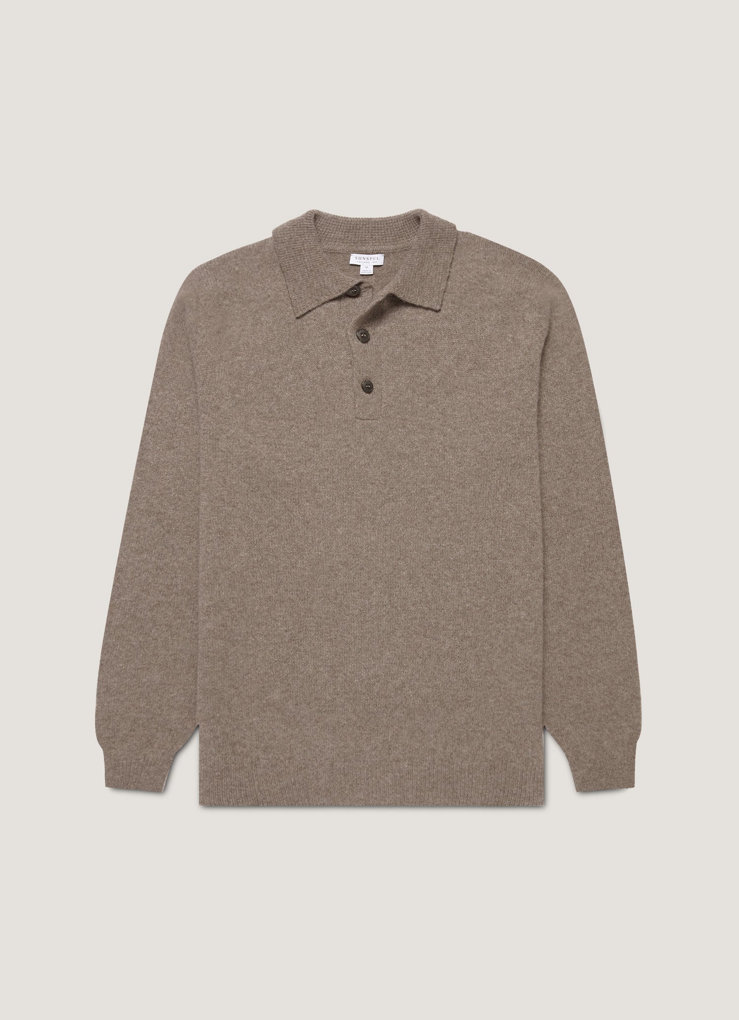 Men S Lambswool Knitted Polo Shirt In Bark