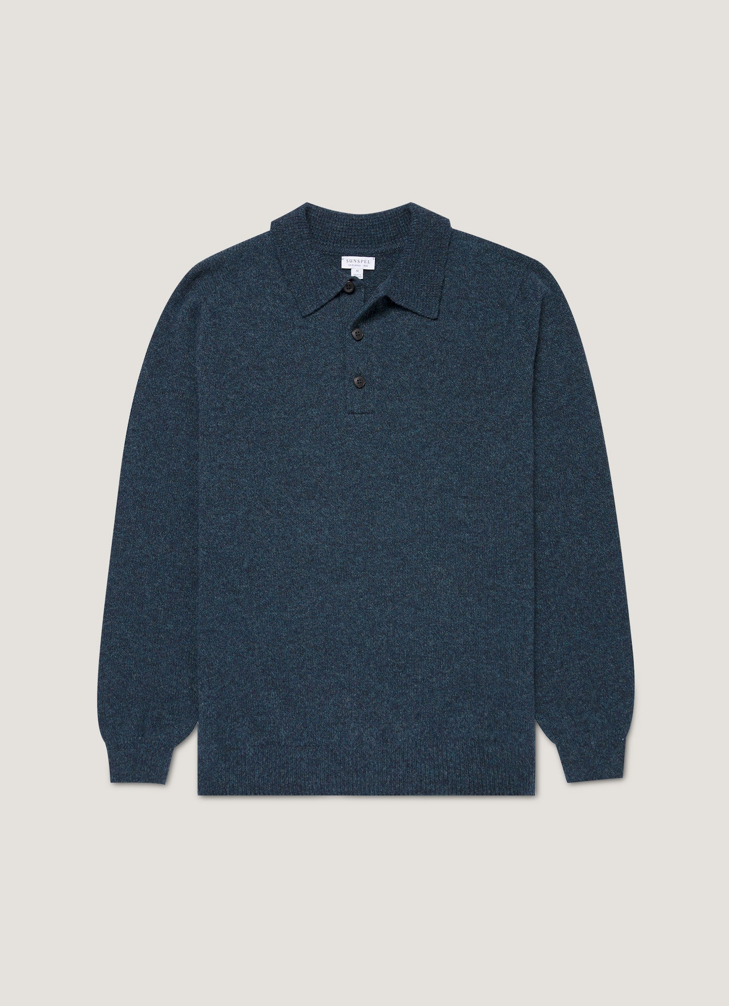 Men S Lambswool Knitted Polo Shirt In Dark Petrol Twist