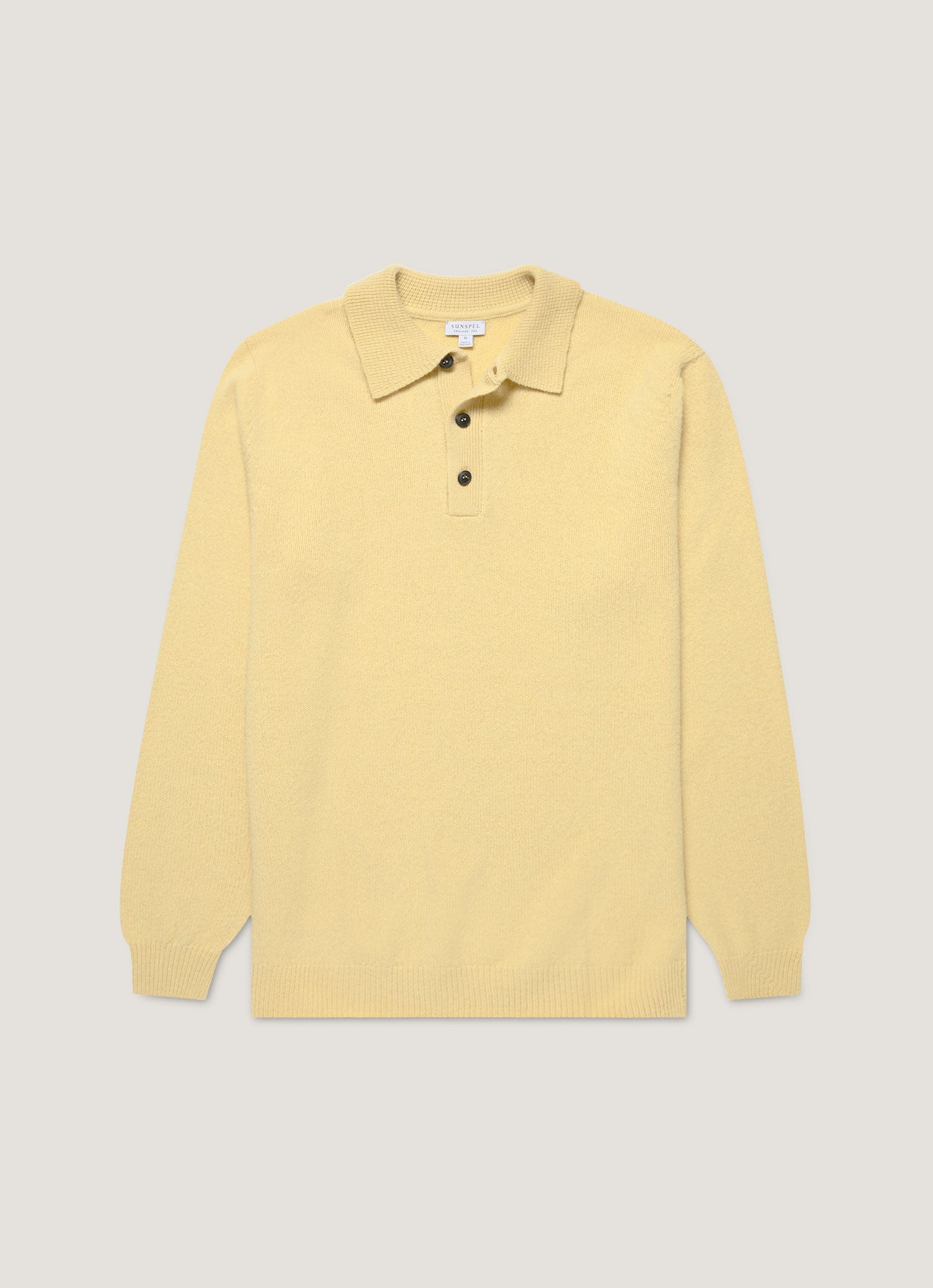 Men's Lambswool Knitted Polo Shirt in Dusty Yellow