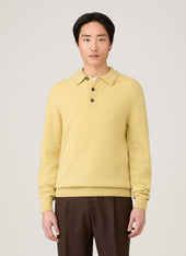 Men's Lambswool Knitted Polo Shirt in Dusty Yellow
