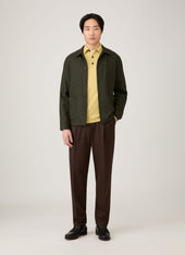 Men's Lambswool Knitted Polo Shirt in Dusty Yellow