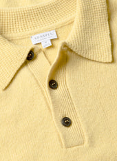 Men's Lambswool Knitted Polo Shirt in Dusty Yellow