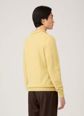 Men's Lambswool Knitted Polo Shirt in Dusty Yellow
