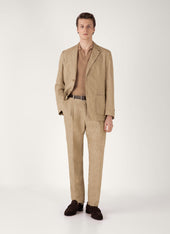 Men's Fine Rib Silk Cotton Polo in Dune