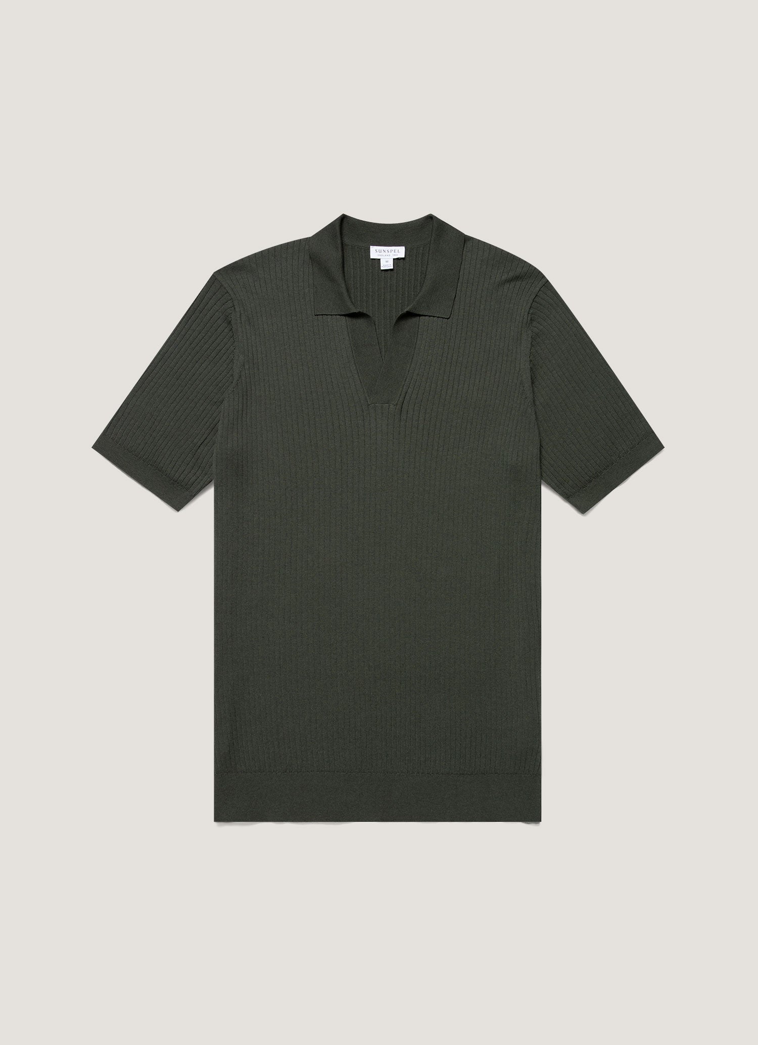 Men S Fine Rib Silk Cotton Polo In Dusk Green