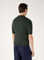 Men's Fine Rib Silk Cotton Polo in Dusk Green