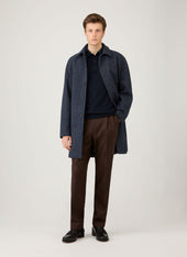 Men's Cashmere Knitted Polo Shirt in Navy