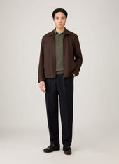 Men's Cashmere Knitted Polo Shirt in Khaki