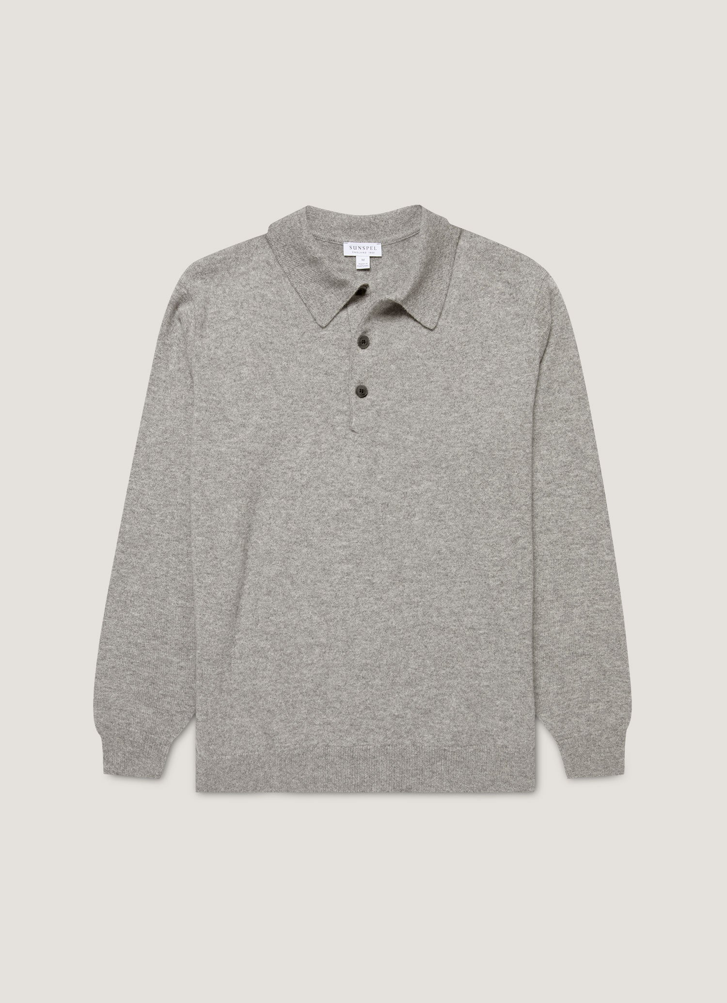 Men S Cashmere Knitted Polo Shirt In Grey Melange