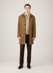 Men's Cashmere Knitted Polo Shirt in Oatmeal Melange