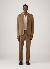 Men's Long Sleeve Fine Rib Silk Cotton Polo in Hazelwood