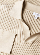 Men's Long Sleeve Fine Rib Silk Cotton Polo in Hazelwood