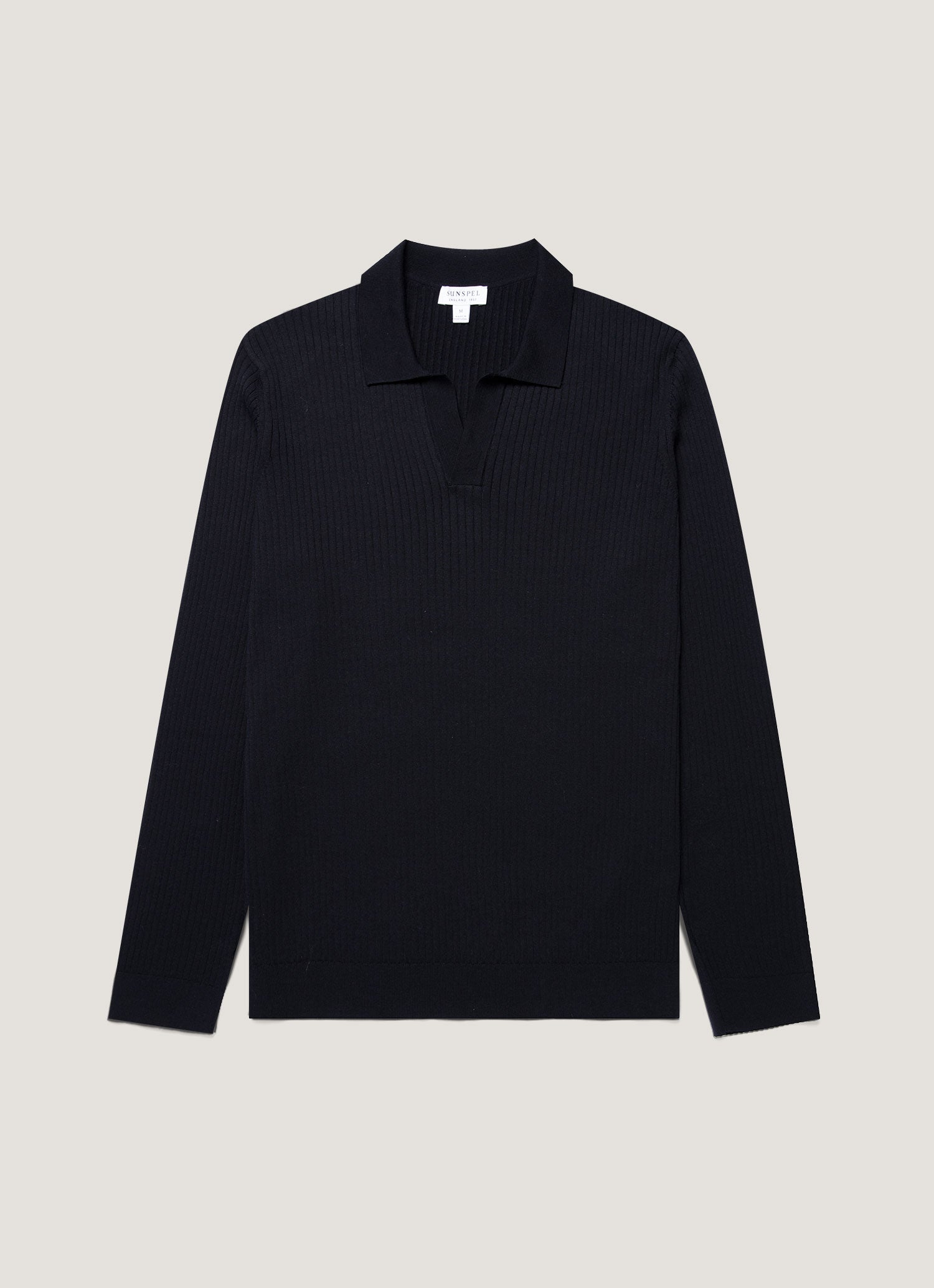 Men S Long Sleeve Fine Rib Silk Cotton Polo In