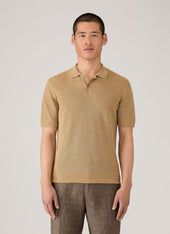 Men S Silk Linen Honeycomb Polo In Hazelwood