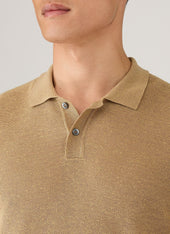 Men S Silk Linen Honeycomb Polo In Hazelwood