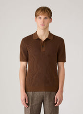 Men S Contrast Rib Polo Shirt In Bronze