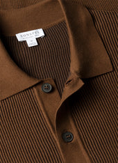 Men S Contrast Rib Polo Shirt In Bronze